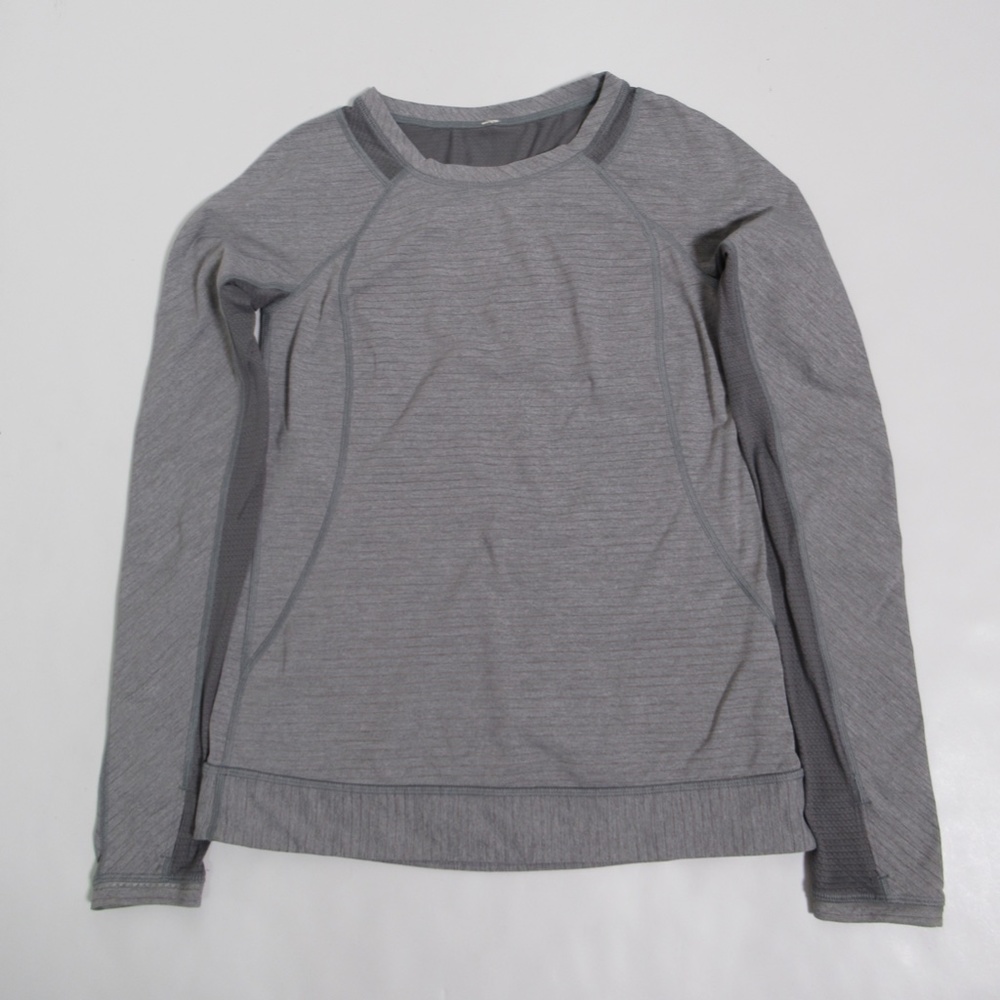 Lululemon Run For Gold Long Sleeve Heathered Slate Size 4 Breathable Stretch